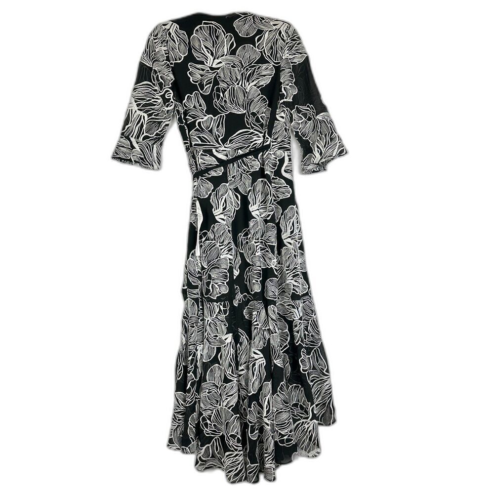 Dress The Population Ophelia Floral Embroidered Wrap Midi Dress Size Small NWT - Picture 3 of 9